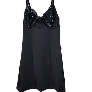 Johnny Wujek‎ JC Penny  Black/Silver Sequin  Mini Dress Party Sleeveless - L NWT